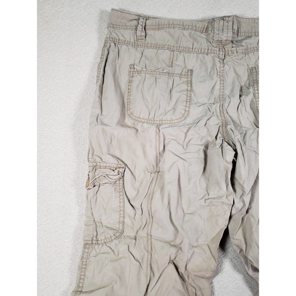 OP Ocean Pacific Pants Womens 17 Ankle Tie Cargo Beige Cotton Zipper Pockets - Picture 10 of 14